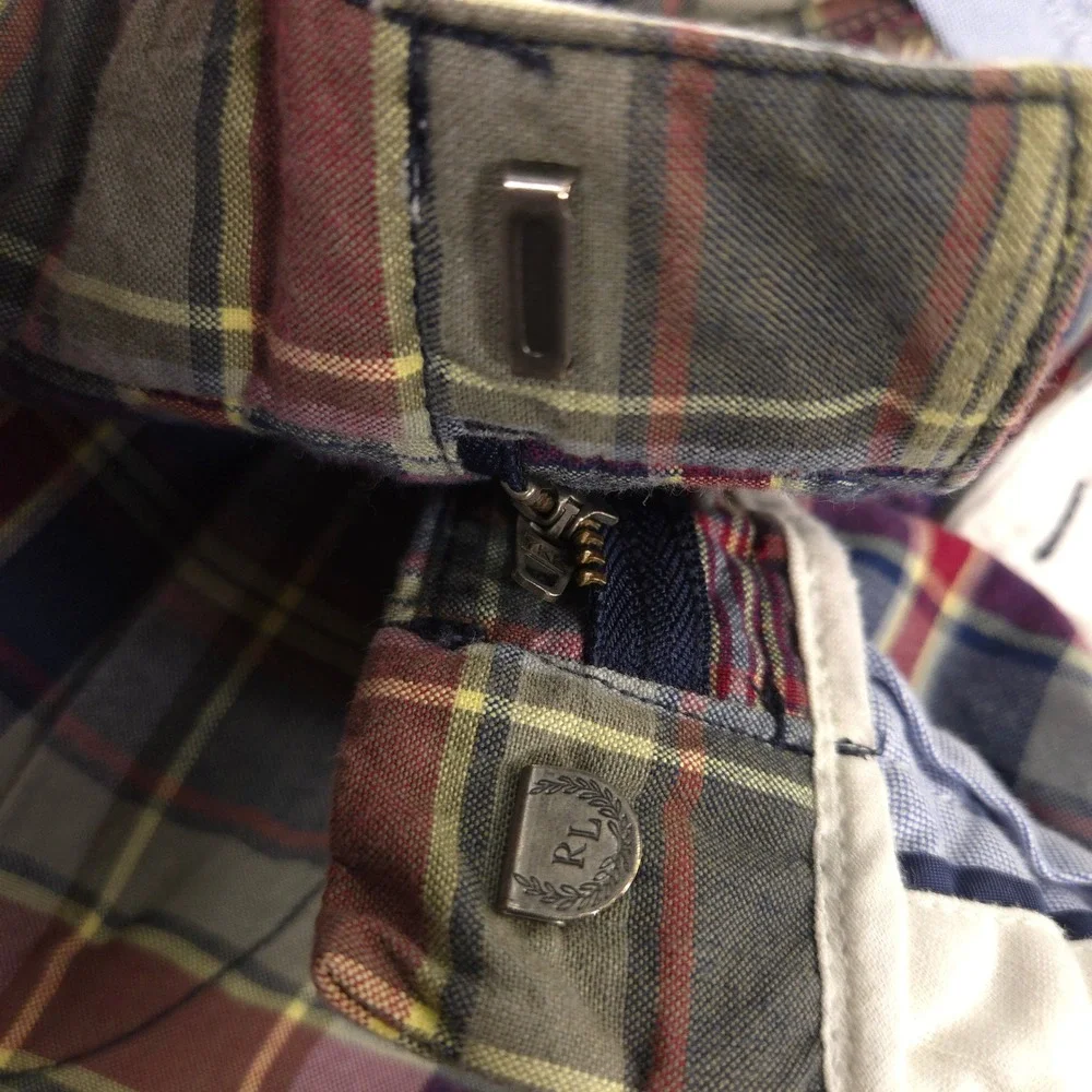 Polo Ralph Lauren Shorts Mens 40 Madras Plaid Chino Preppy Casual 10